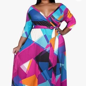Colorful Plus size Maxi dress
